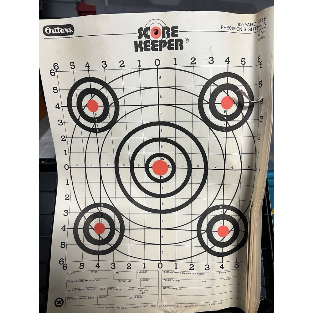 Vtg Outers Score Keeper 100-yard Rifle Precision Sighting-In Targets - 9 targets